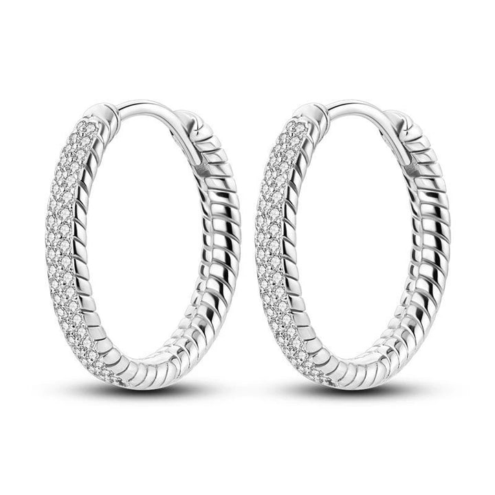 925 Sterling Silver Earring Round Shape Hoop Earrings Color Zircon Geometry Simple Jewelry Women Girl Evening Party Gifts