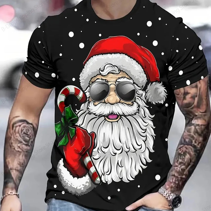 Funny Santa Claus 3d Print Tshirt Men Women Fashion T-shirt Christmas Graphic T Shirt Short Sleeve Tops Tees Summer Top New Year