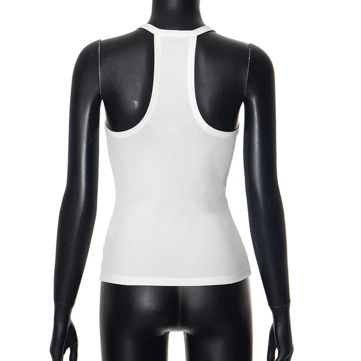 Abrini Sleeveless V Neck Ribbed Tank Top Spring Summer 2025 Women Clothes Casual Basic Top Black White Gray Camisloe Wholesale