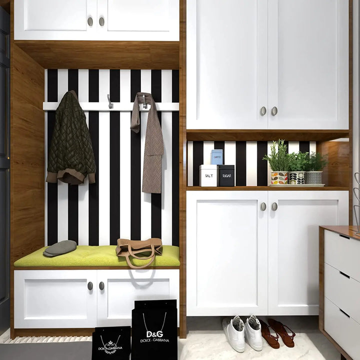 Black and White Stripe Peel and Stick Removable Wallpaper Self Adhesive Contact Paper for Room Vinyl Film Roll Waterproof