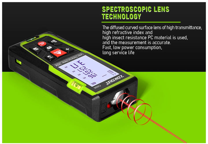 Zokoun shockproof 50/70/100m laser distance meter electronic ruler laser tape Area Volume Pythagorean digital rangefinder