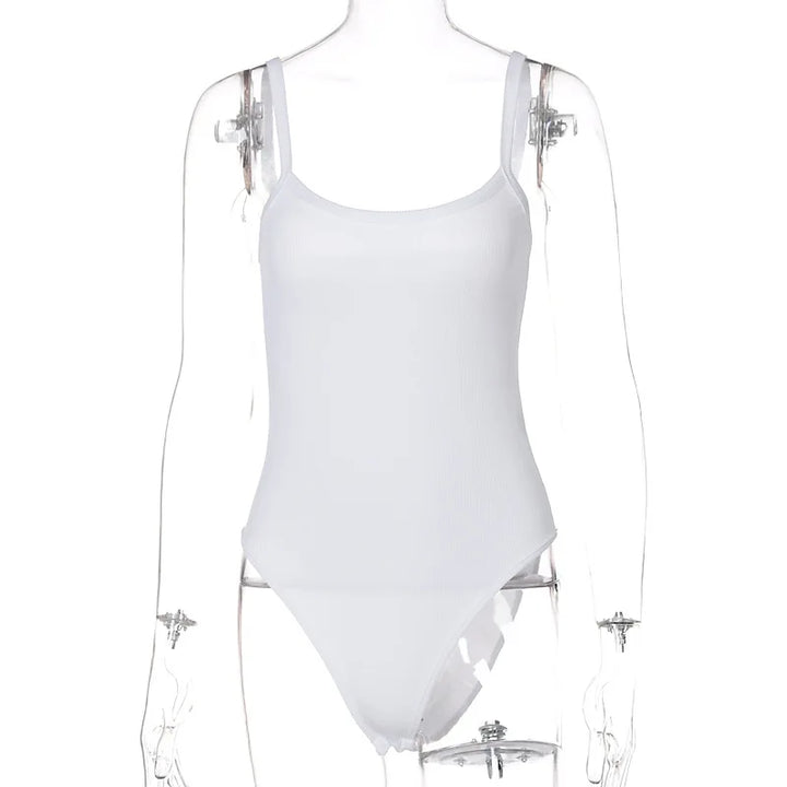 Strap Solid Bodycon Sexy Body Casual Basic White Summer Bodysuit Women Tops Sleeveless Sheer Bodysuits Jumpsuit Slim