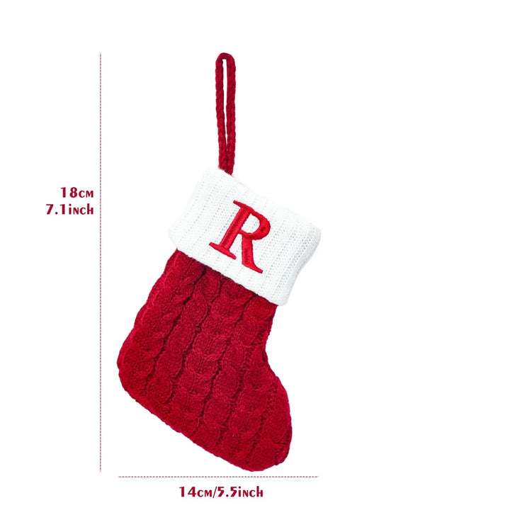 Xmas 2024 Decor Christmas Socks Knitting Snowflake Letter Stocking Christmas Tree Decoration Home 2025 New Year Ornament Gift