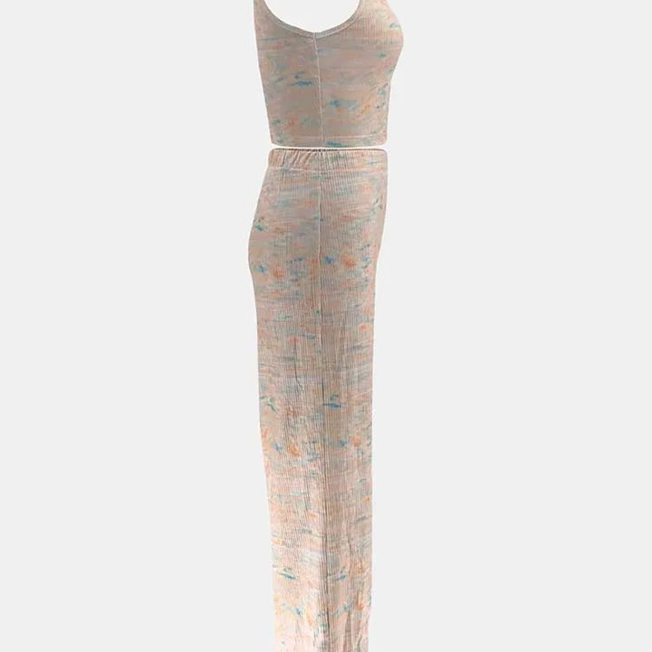 2 Piece Sets Womens Outfits Elegant Stretchy Knitted Summer Suit Sexy Sleeveless Top and Pant Suit Wholesale Dropshipping