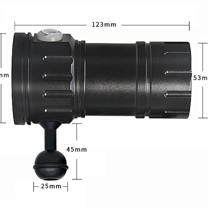 Professional Underwater Photography Light Highlight 20000Lumens Diving Flashlight Underwater 100M Waterproof Video Fill Light