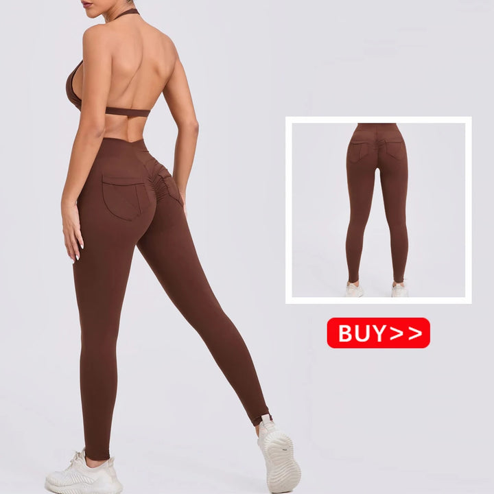 Sexy V-neck Sport Bra Women Underwear Sportswear Halter Backless Top for Fitness Yoga Wear Female Gym Active Bra with Cups White