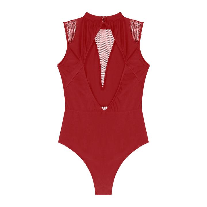 Ballet Dance Leotard Womens Adult Mesh Splice Gymnastics Bodysuit Dancewear One-Piece Backless Training Costume