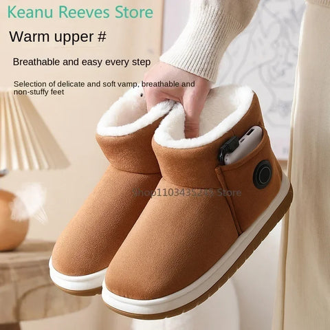 2025 New Graphene Electrothermal Shoes Rechargeable Walking Shoes Feet Warmer Heating Home Shoes Winter Warm Temperature Control