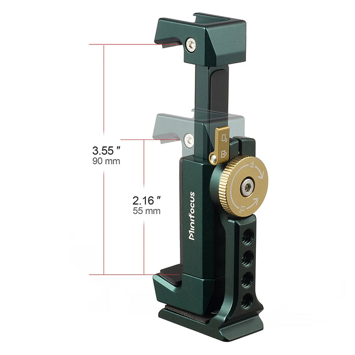 Metal Phone Holder Clamp With Cold Shoe Arca 360°Rotatable Tripod Mount Clip for TikTok Vlog Smartphone Video Photography