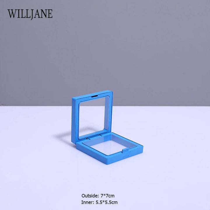 Transparent PE Film Jewelry Storage Box Color 3D Floating Display Frame Coin Dustproof Exhibition Ring Earrings Organizer Case