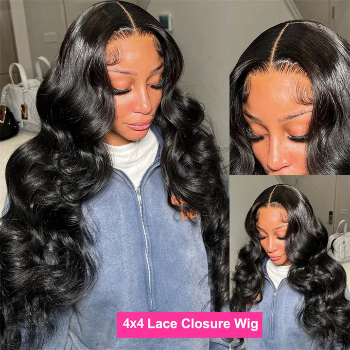 Human Hair Lace Wigs Remy Brazilian Transparent Body Wave 4x4 Lace Closure Wig 180% Density Cranberry Hair 4x4 Lace Front Wig