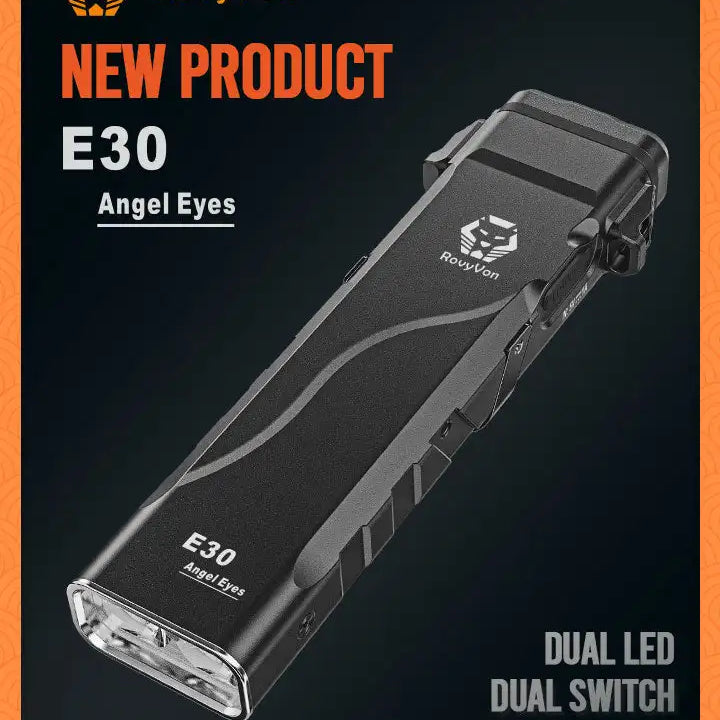 RovyVon Angel Eyes E30 Sleek Flat 2600 Lumens EDC Tactical Flashlight Mini Rechargeable Flashlights Torch Light