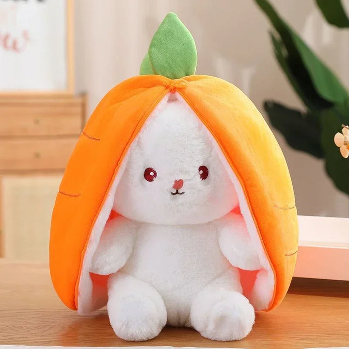 25cm Strawberry Cute Carrot Rabbit Plush Toy Stuffed Creative Into Fruit Transform Baby Cuddly Bunny Doll for Kid Birthday Gift