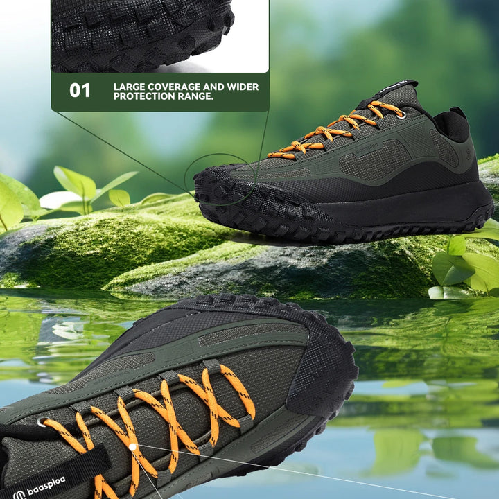 Baasploa New Men Hiking Shoes Anti Splash Water Outdoor Sneakers for Men Comfort Casual Sneakers Male Non-Slip Wear Resistant