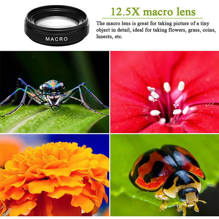 New HD 37MM 0.45x Super Wide Angle Lens with 12.5x Super Macro Lens for iPhone Samsung Smartphones Camera Phone lens Kit