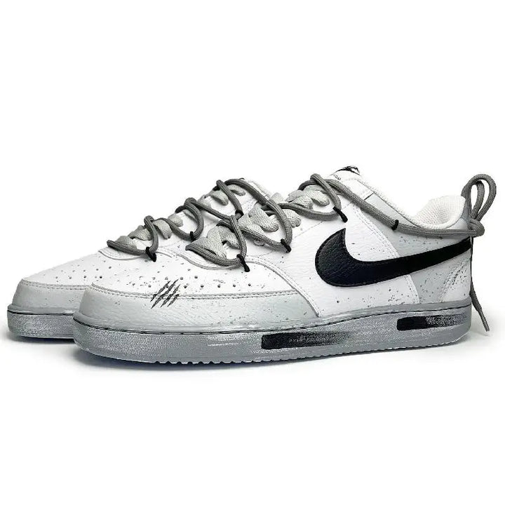 【Customize】Nike Court Borough Skateboarding Shoes Men Low-top Grey/white Sneakers shoes DH2987-101