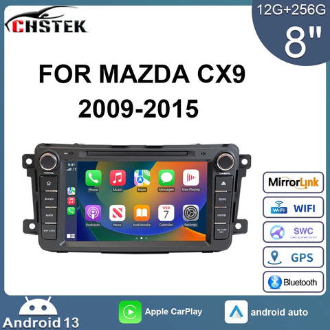 CHSTEK Car radio 8" Android 13 Wireless Carplay GPS Car android Player Wifi multimedia For Mazda CX9 CX-9 TB 2006-2016 Qualcomm