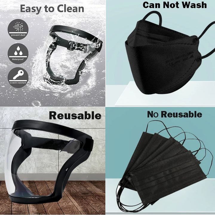 Mask Face Shield Glasses HD TP Super Protective Anti-fog Full Face Shield Head Covering Reusable Kitchen Security Protection New