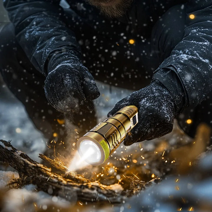 LED High-brightness Golden Dragon Pattern Flashlight 4000mAh Rechargeable Flashlight with Ignition Lens Zoom Function Four Modes