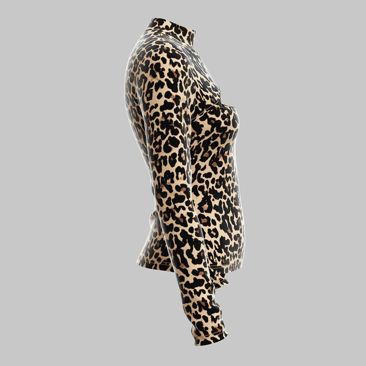 Mia Muse Women's T-Shirts All Season French Sexy Cut-Out Leopard Print Long Sleeve Crew Neck Fashion T-Shirts