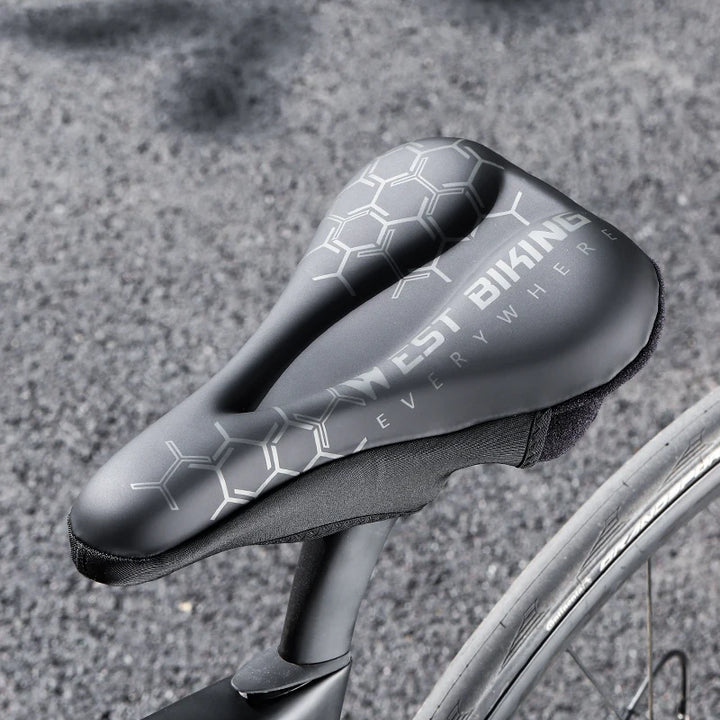 WEST BIKING Comfortable Bicycle Saddle Cover Breathable Rebound Silicone Foam Bike Seat Cover With Rain Cover Bike Accessories