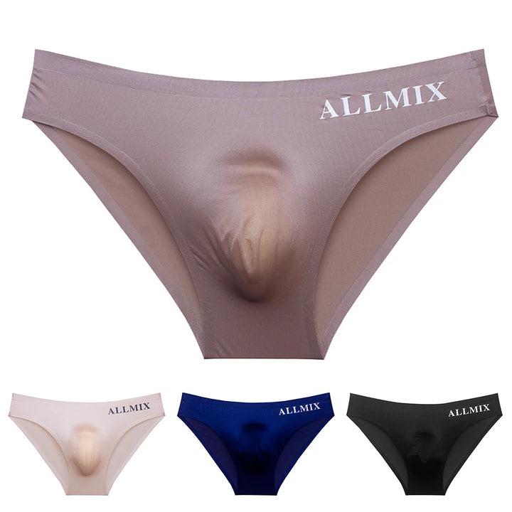 Letter Sexy Men Briefs Ball Pouch Triangle Pants Ice Silk Low Waist Men's Panties Ultra Thin Breathable Comfort Sports Underwear