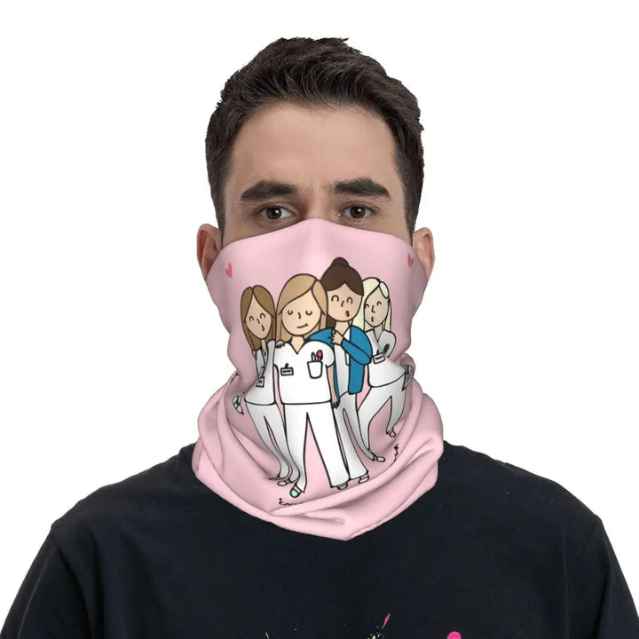 Custom Nursing Pattern Nurse Bandana Neck Gaiter for Ski Cycling Women Men Wrap Scarf Health Care Headband Warmer
