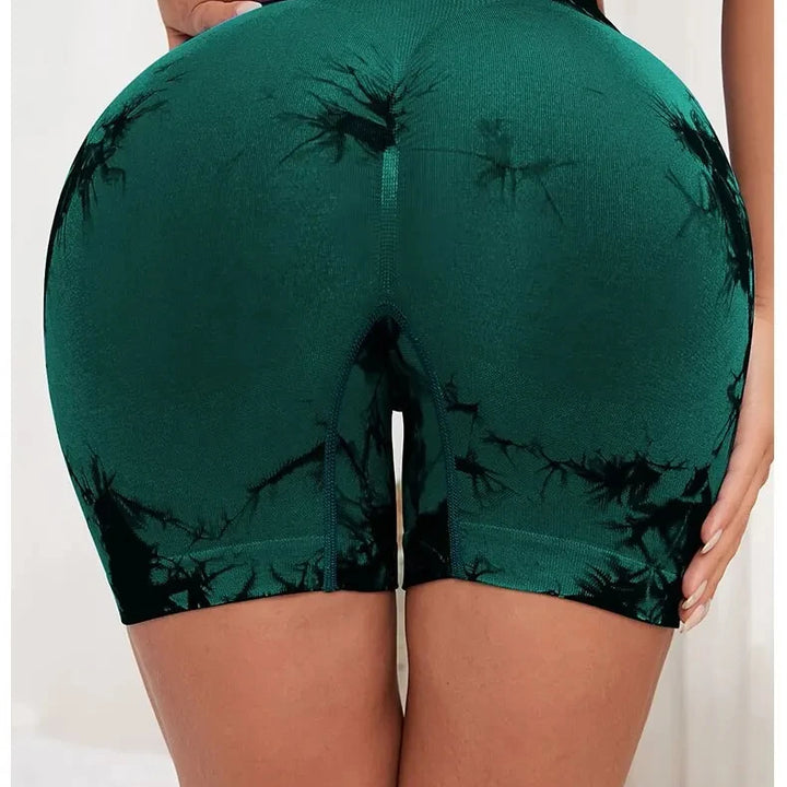 Tie Dyed Seamless Fitness Pants WOMEN'S High Waist and Hip Lifting Sports Tight Shorts Running Sexy Peach Fitness Yoga Shorts
