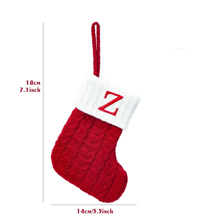 Xmas 2024 Decor Christmas Socks Knitting Snowflake Letter Stocking Christmas Tree Decoration Home 2025 New Year Ornament Gift