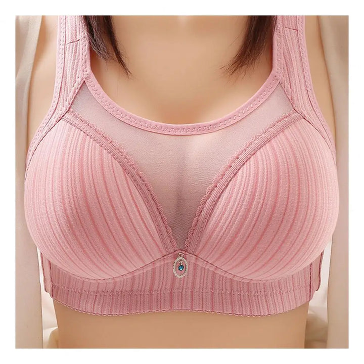 Women Knit Bra With Chest Pad No Steel Ring Seamless Breathable Underwear Wide Shoulder Strap Push-up Bra Sexy Sports Bra