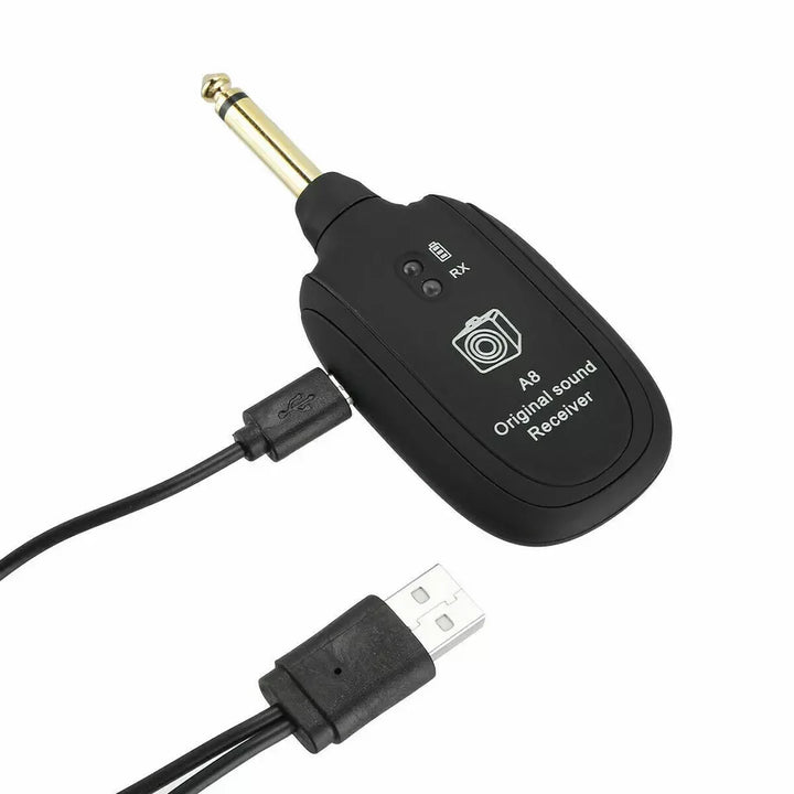 UHF Guitar Wireless System Transmitter+Receiver Built In Rechargeable Battery