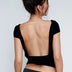Hugcitar 2024 Spring Short Sleeve Backless Transparent Slip Sexy Slim Crop T-Shirt Top Women Fashion Clothes Vacation Nightclub