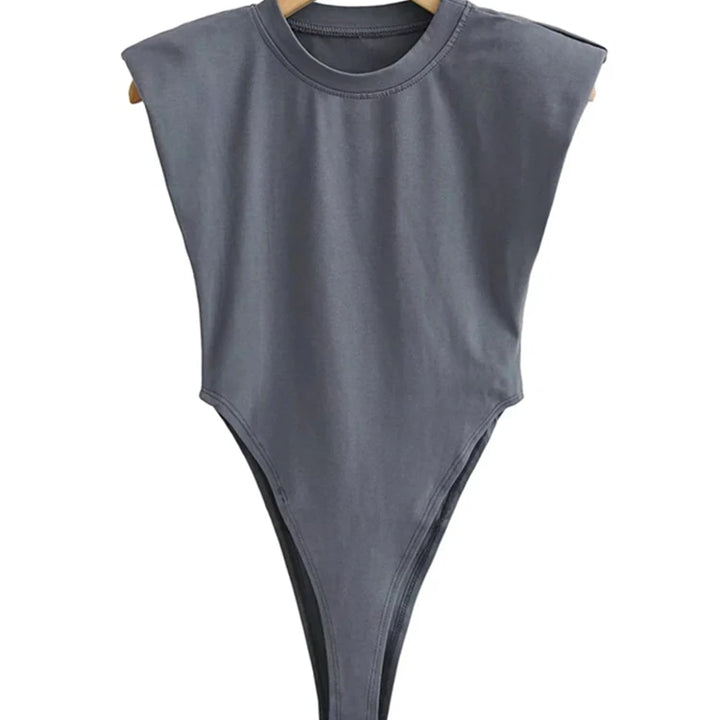 Sexy tops women 2024 Summer one-pieces bodycon bodysuit padded shoulder bodysuit black sleeveless body suits for women white