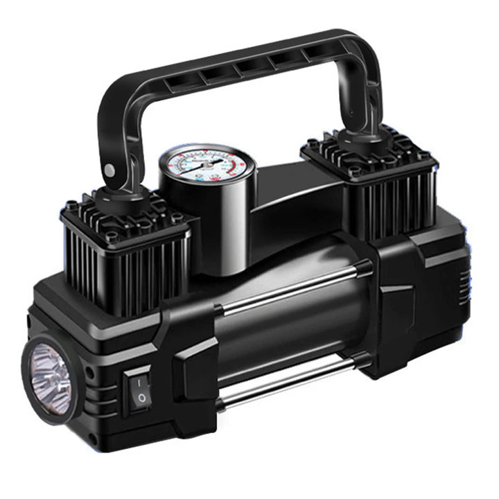 12V 150PSI Mini Air Compressor Dual Cylinder Heavy Duty Tire Inflator with LED Light Car Electric Air Pump Auto Inflatable Pump