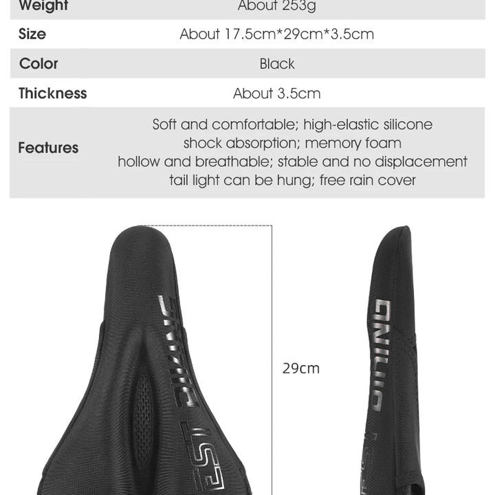 WEST BIKING Comfortable Bicycle Saddle Cover Breathable Rebound Silicone Foam Bike Seat Cover With Rain Cover Bike Accessories