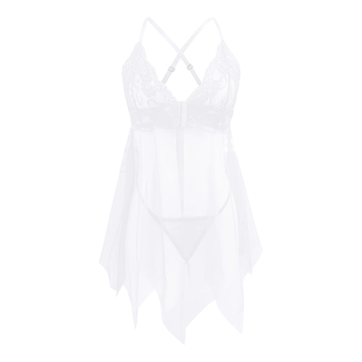 V-Neck Sexy Underwear Set Women Lace Transparent Pajamas Women Sheer Backless Breathable Nightdress Sexy Lingeries Set трусы
