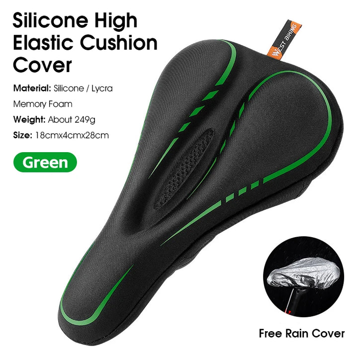 WEST BIKING Bicycle Saddle Cover Silicone Shockproof Bike Cushion Cover Breathable Rebound Bike Seat Cover Cycling Accessories
