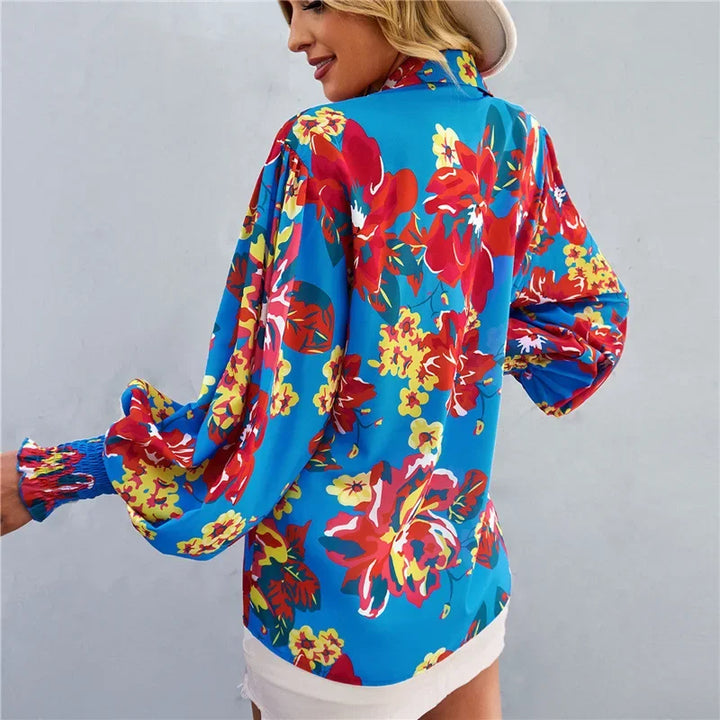 Fashionable Long Sleeve Printed Versatile Shirt For Women Autumn European And American Style Commuting Top With Button