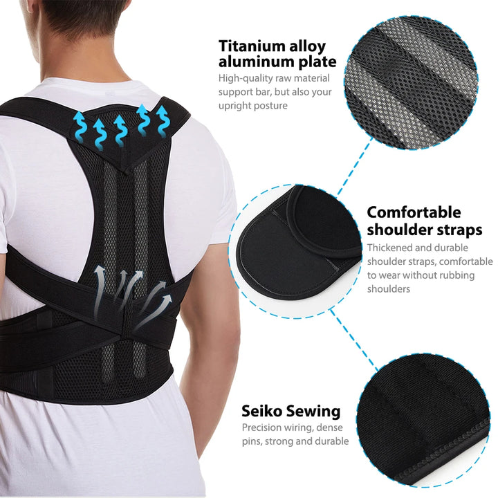 Posture Corrector for Women and Men，Support for Back Pain Relief, Adjustable to Improve Back Posture and Lumbar Support