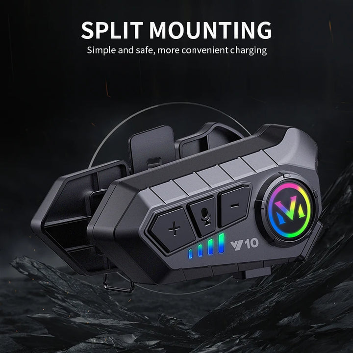 Y10 Motorcycle Helmet Bluetooth Headset 2000Mah Super Long Standby Wireless Hands-free Waterproof Motorbike Earphone