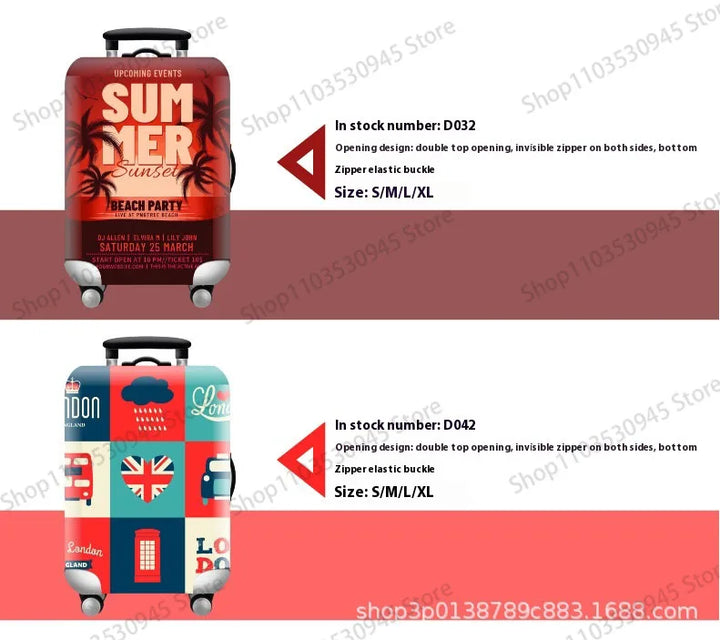 For18-32Inch Luggage Cover Elastic Suitcase Cover Full Body Print Suitcase Protective Case Suitcase Luggage Protector Dust Cover