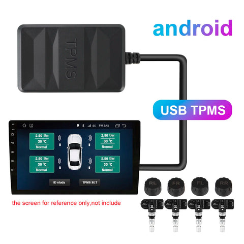 Android TPMS Spare Tyre Internal External Sensor USB TPMS for Car Radio DVD Player Tire Pressure Monitoring System