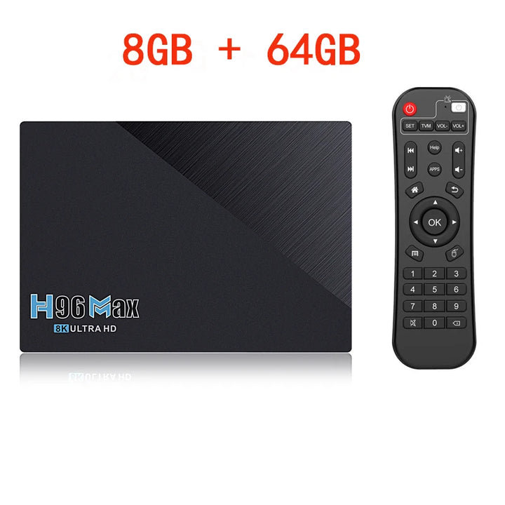 H96 MAX 3566 Android11 Smart TV Box RK3566 Quad-Core 4K 2.4G/5G WiFi BT4.0 1000M LAN 8GB 64GB Set Top Box Media Player