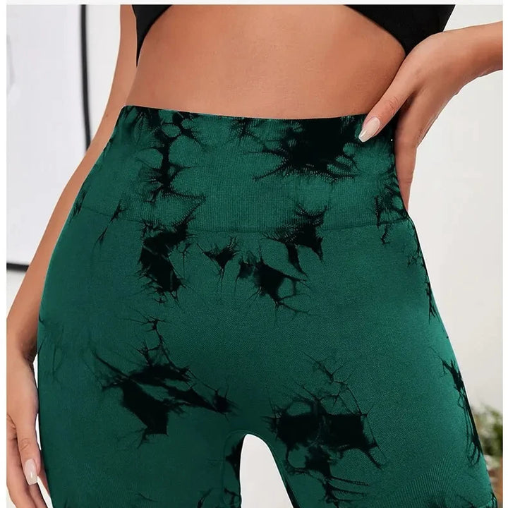 Tie Dyed Seamless Fitness Pants WOMEN'S High Waist and Hip Lifting Sports Tight Shorts Running Sexy Peach Fitness Yoga Shorts