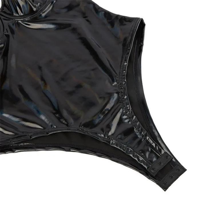 PU Leather Bodysuits Shapewear for Women Body Shaper Seamless Tummy Control No Pad Bra Push Up Corset Tank Top Underwear