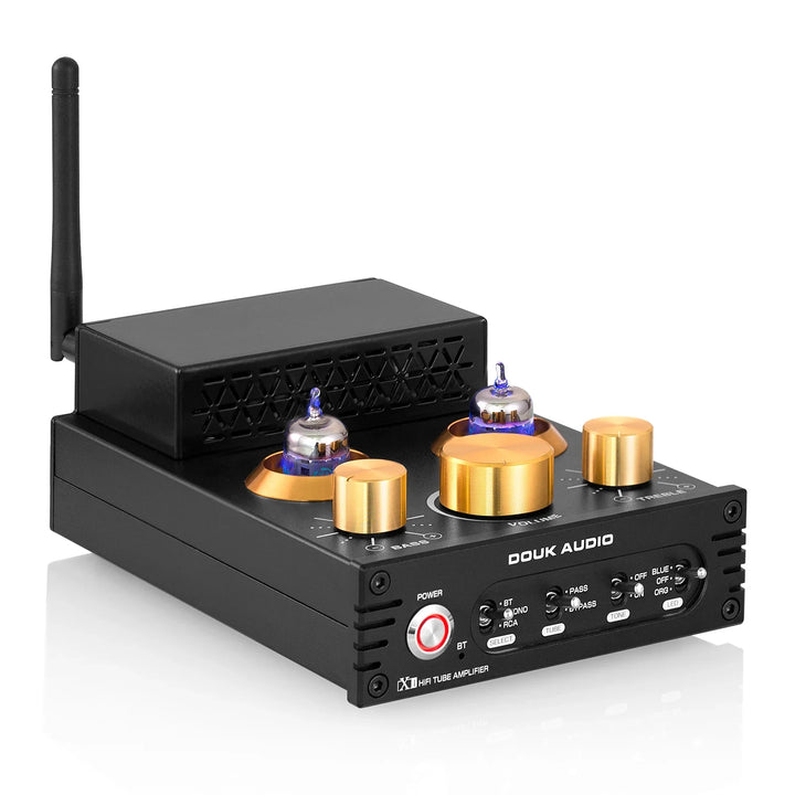 Douk Audio HiFi GE5654 Vacuum Tube Amplifier Stereo Bluetooth 5.0 Receiver Amp MM Phono Power Amp for Turntables APTX-HD 160W*2