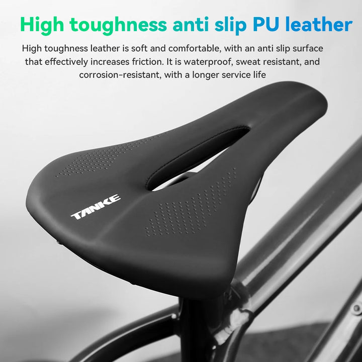 TANKE Hollow Breathable Bicycle Saddle Men Women MTB Road Bike Saddle Shock Absorbing Comfortable Big Butt Bike Seat Safety-PU