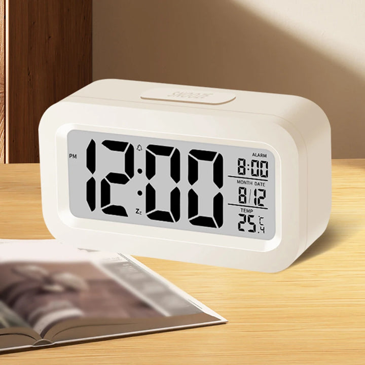 1 Pcs Cute Digital Alarm Clock Backlight Snooze Mute Calendar Clock Desktop Table Clocks Temperature Electronic LED Clock
