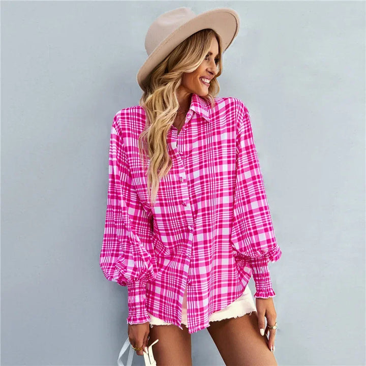 Fashionable Long Sleeve Printed Versatile Shirt For Women Autumn European And American Style Commuting Top With Button
