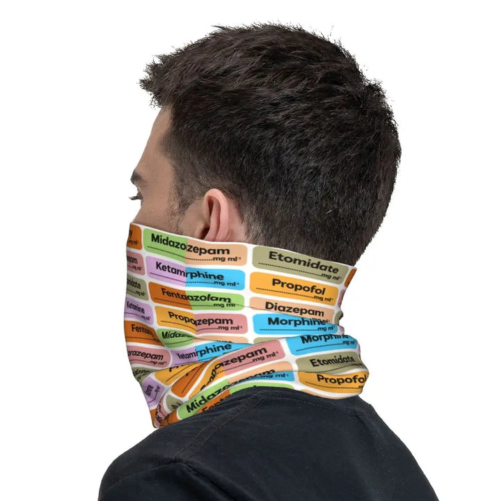 Custom Nursing Pattern Nurse Bandana Neck Gaiter for Ski Cycling Women Men Wrap Scarf Health Care Headband Warmer
